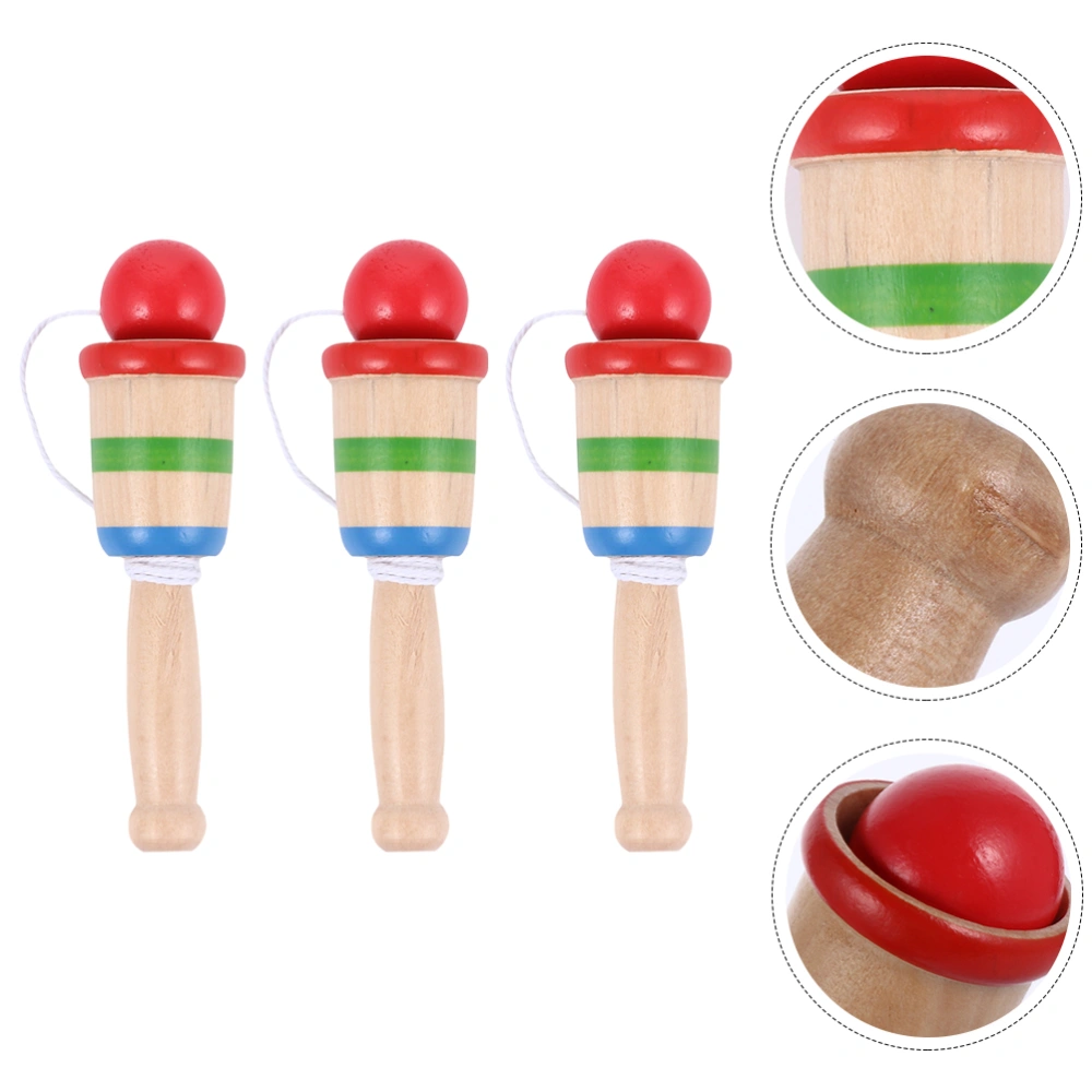 3pcs Hand-eye Coordination Toys Wooden Kendama Toys Balancing Training Playthings