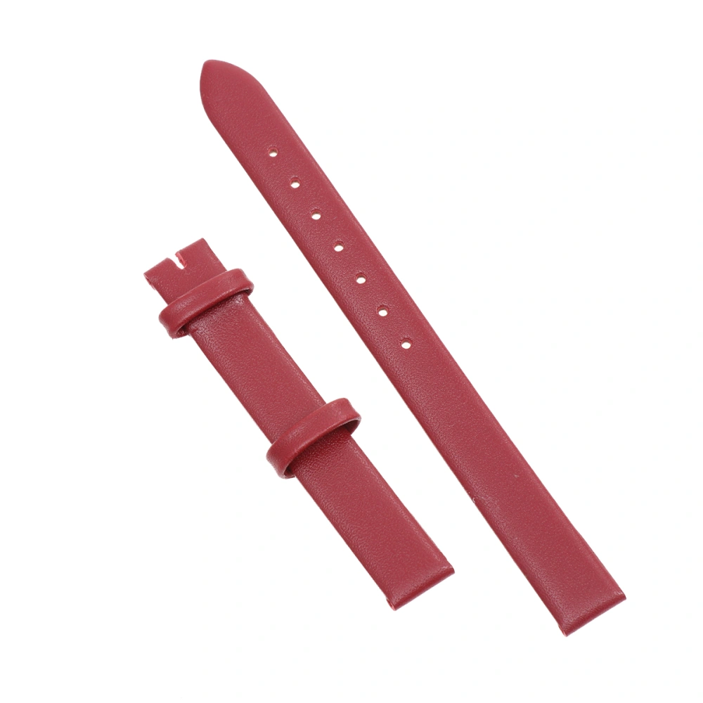 Leather Watch Band Ultrafine Wristband Female Wrist Watch Band Watch Replacement Band (10mm Claret)