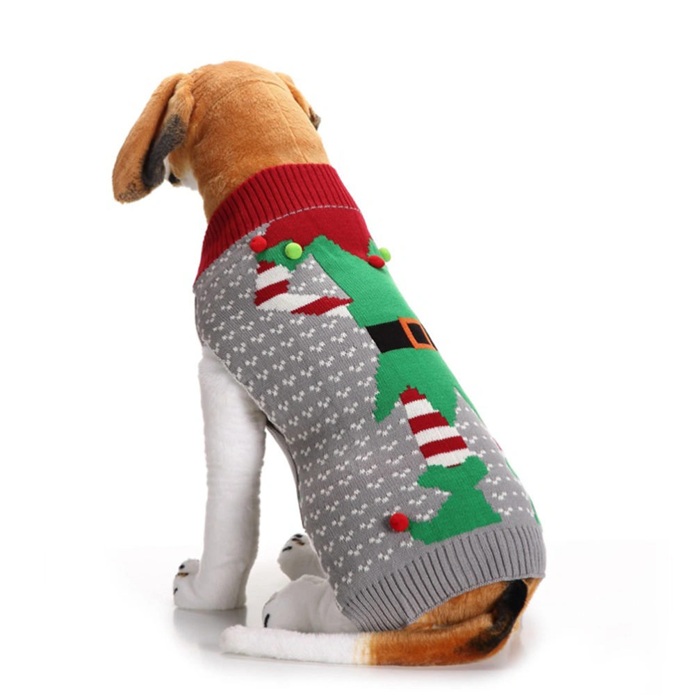 Pet Christmas Clothes Winter Dog Costume Clown Gray Sweater for Small Large Dogs Puppy Clothing Pet Sweaters Dog Clothes - Size M