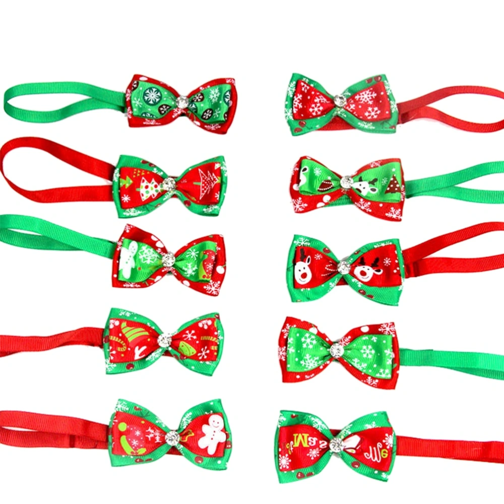 15Pcs Christmas Pet Dog Bow Ties Dog Collar Neckties Adjustable Dog Ties Dog Accessories (Mixed Colors)