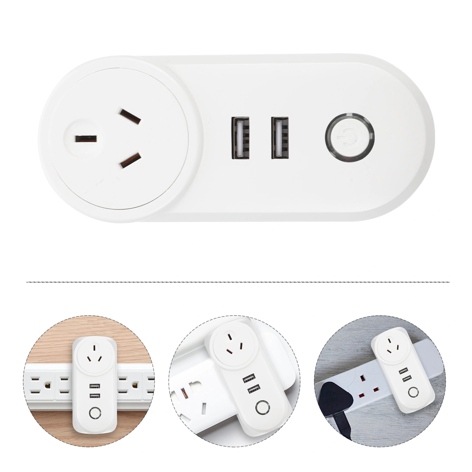 1Pc Wi-Fi Smart Plug Home Smart Socket Outlet with Two USB Plug (AU Plug)