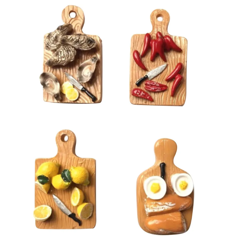 4Pcs Home Resin Pepper Lemon Chopping Board Fridge Magnets for Decor Using