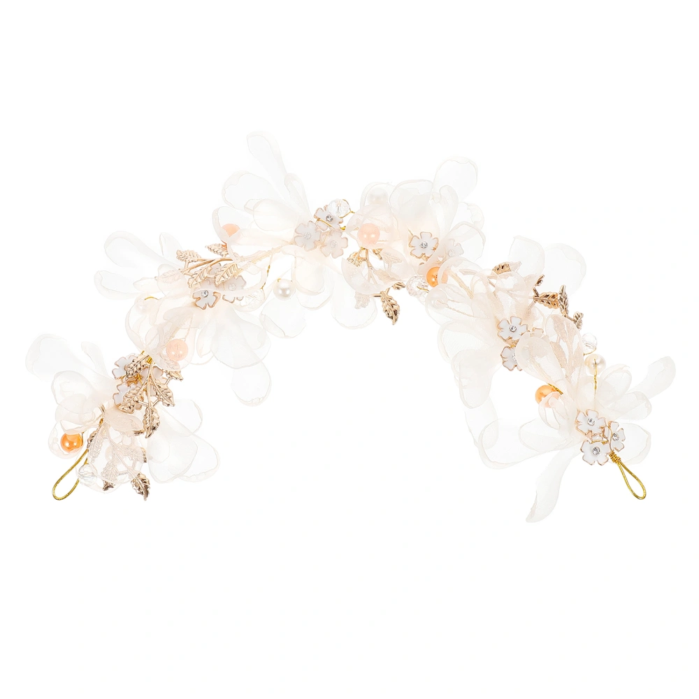 Flowers Leaves Headband Rhinestone Pearl Hairband Wedding Bridal Hair Accessory