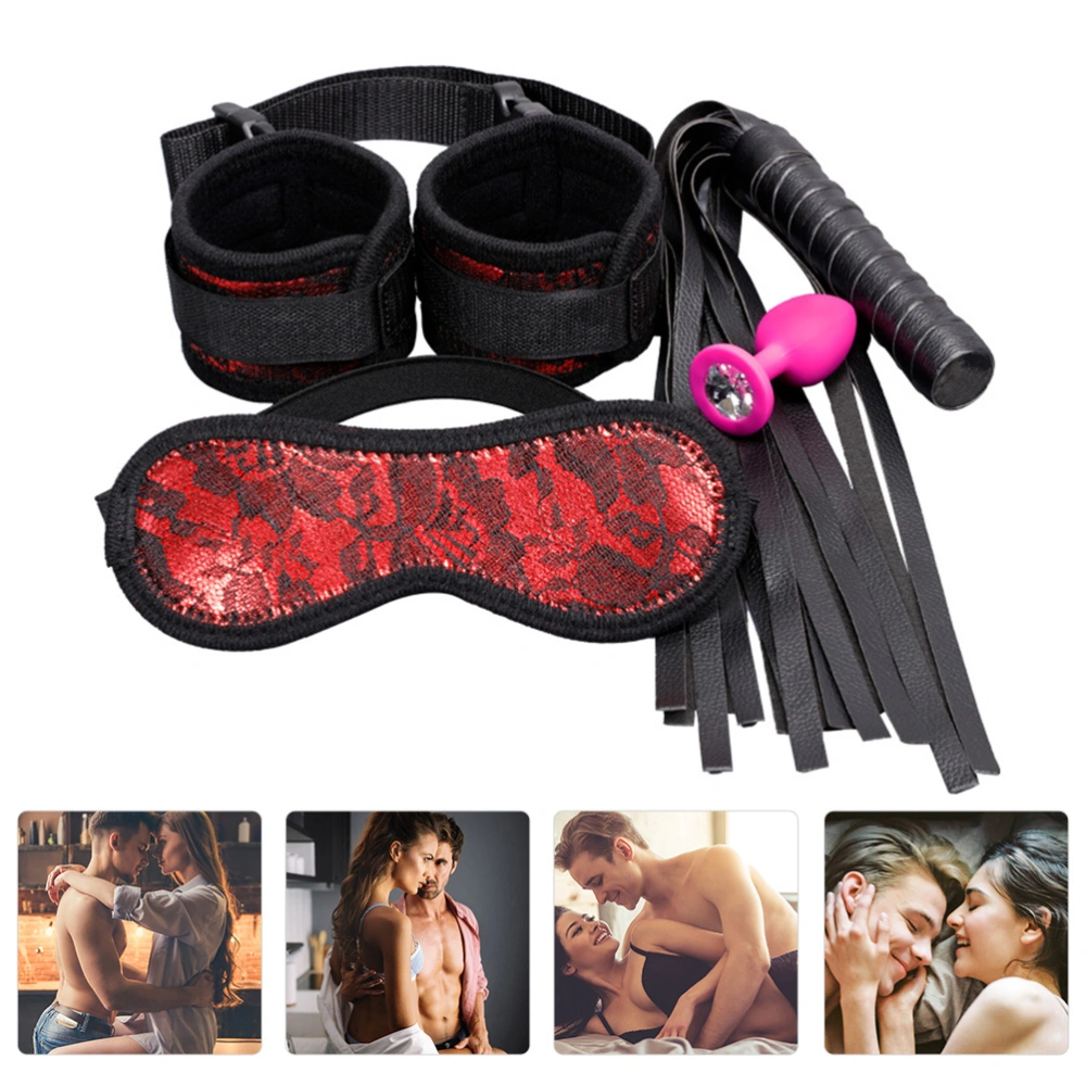 1 Set Sex Handcuffs Whip Rope Sex Bondage Restraint Adult Anal Plug Toy