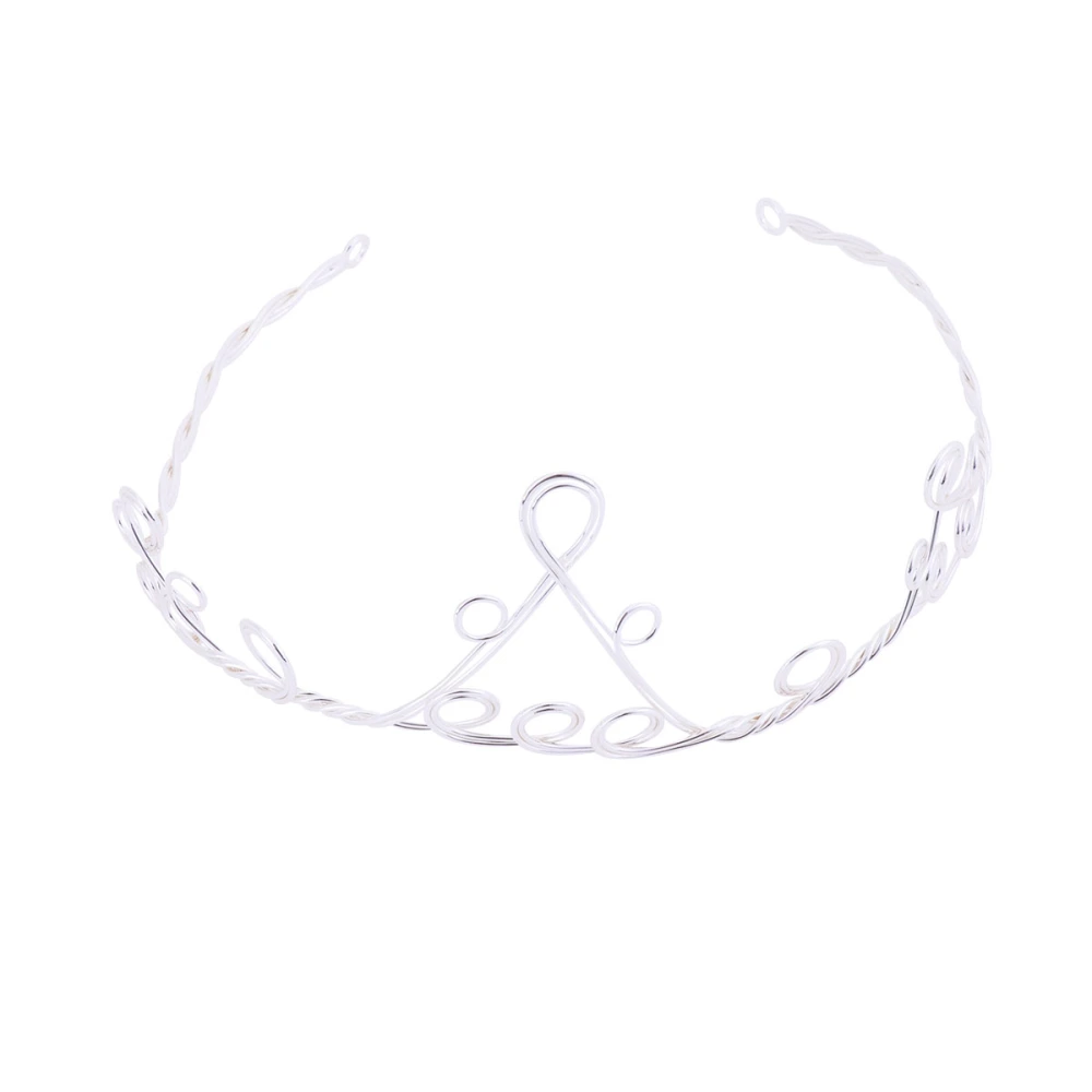 1pc DIY Copper Crown Delicate Handcraft Winding Crown Headwear Hair Accessory for Lady (Silver)