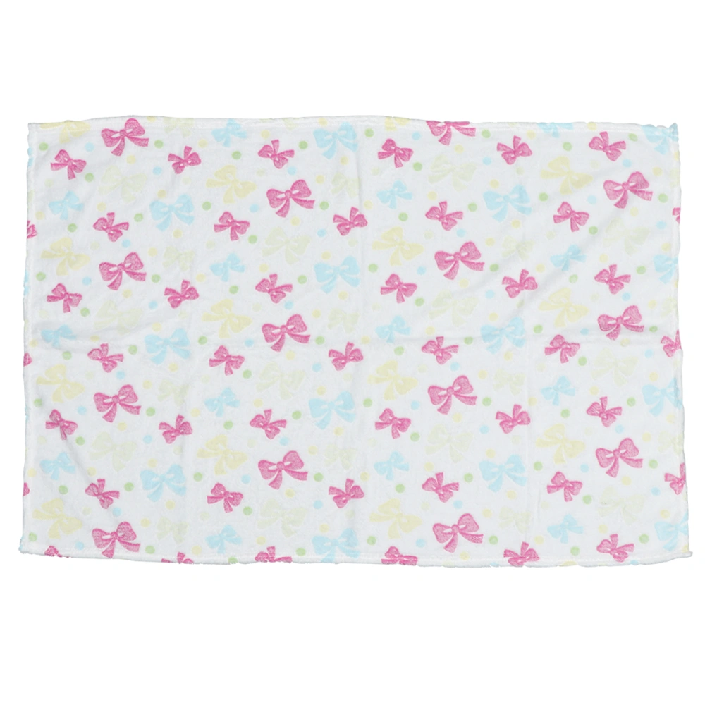 Blanket Warm Dog Cat Coral Blankets Mat Bed Cover with Pink Bow for Kitties Puppies Pets - L