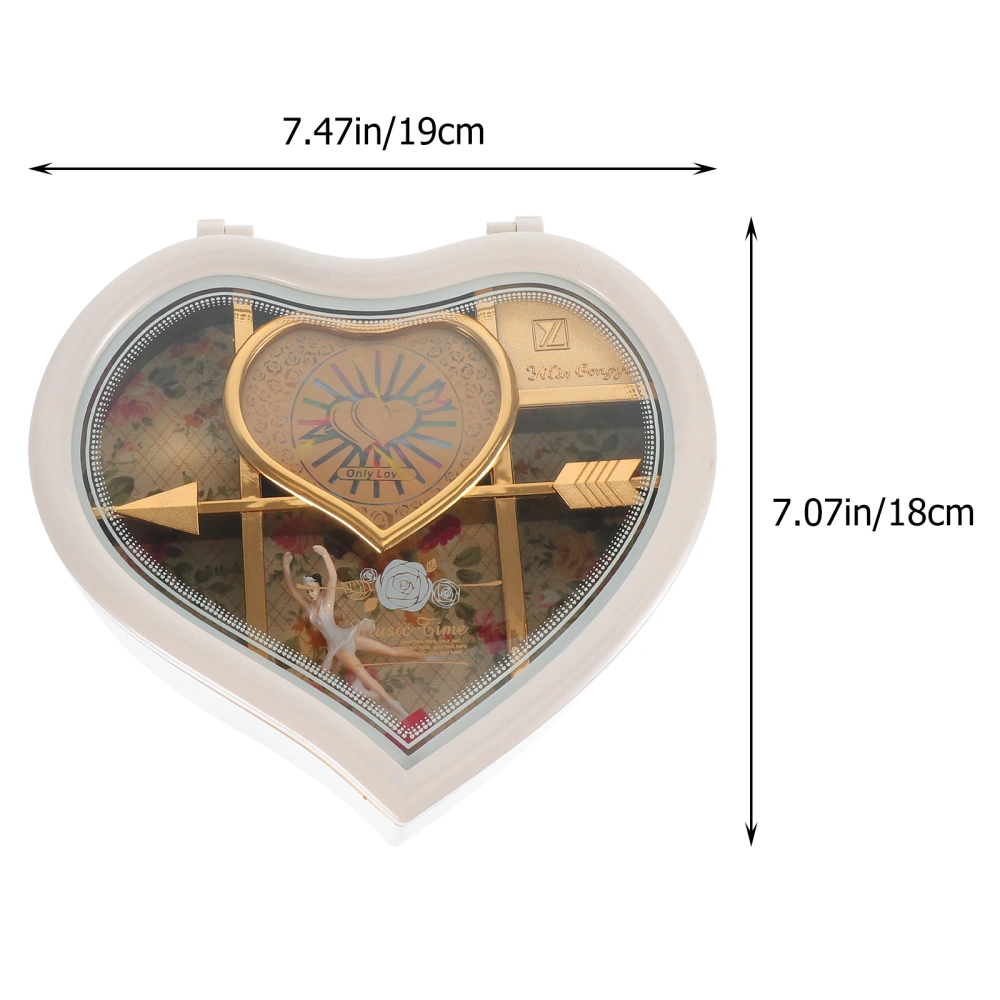 Heart Shaped Dancing Girl Music Jewelry Box Beautiful Desktop Decoration