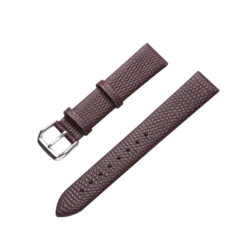 Lizard Pattern Watch Band Sweatproof 18mm Watch Wristband Replacement Band Strap with Silver Pin Buckle (Brown) 