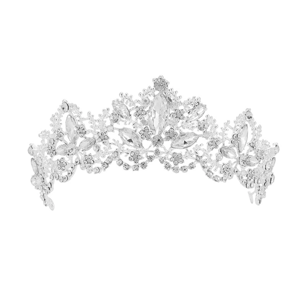 Baroque Rhinestone Tiara Crowns for Women Wedding Brides Crowns Brides Crowns Jewelry Hair Accessories (Silver)