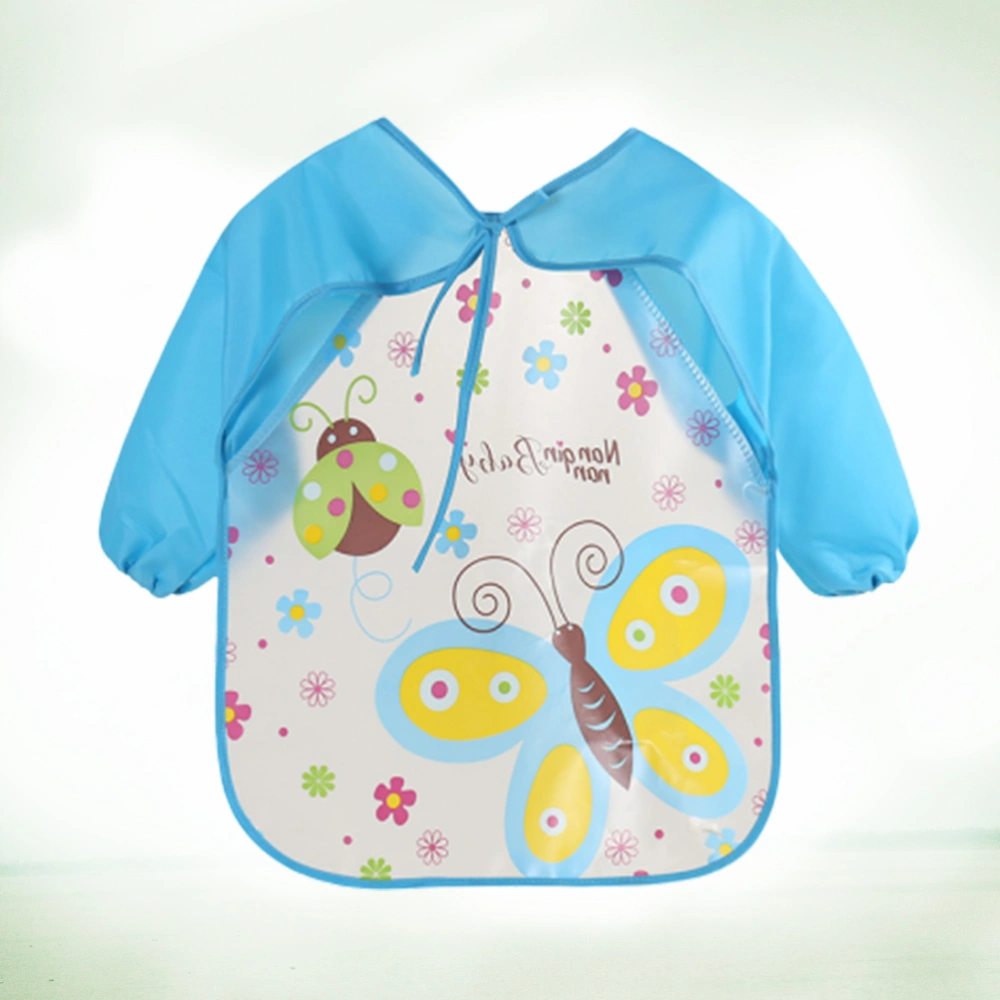 EVA Blue Pattern Children Waterproof Smocks EVA Plastic Aprons with Sleeves