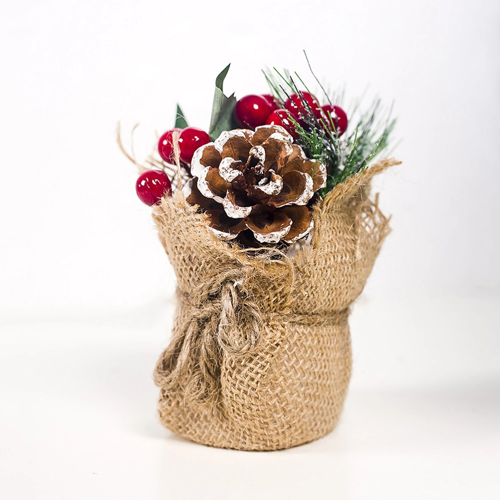 Fake Christmas Pinecone Potted Plant Decoration Creative Christmas Table Ornament (Pinecone Crabapple)