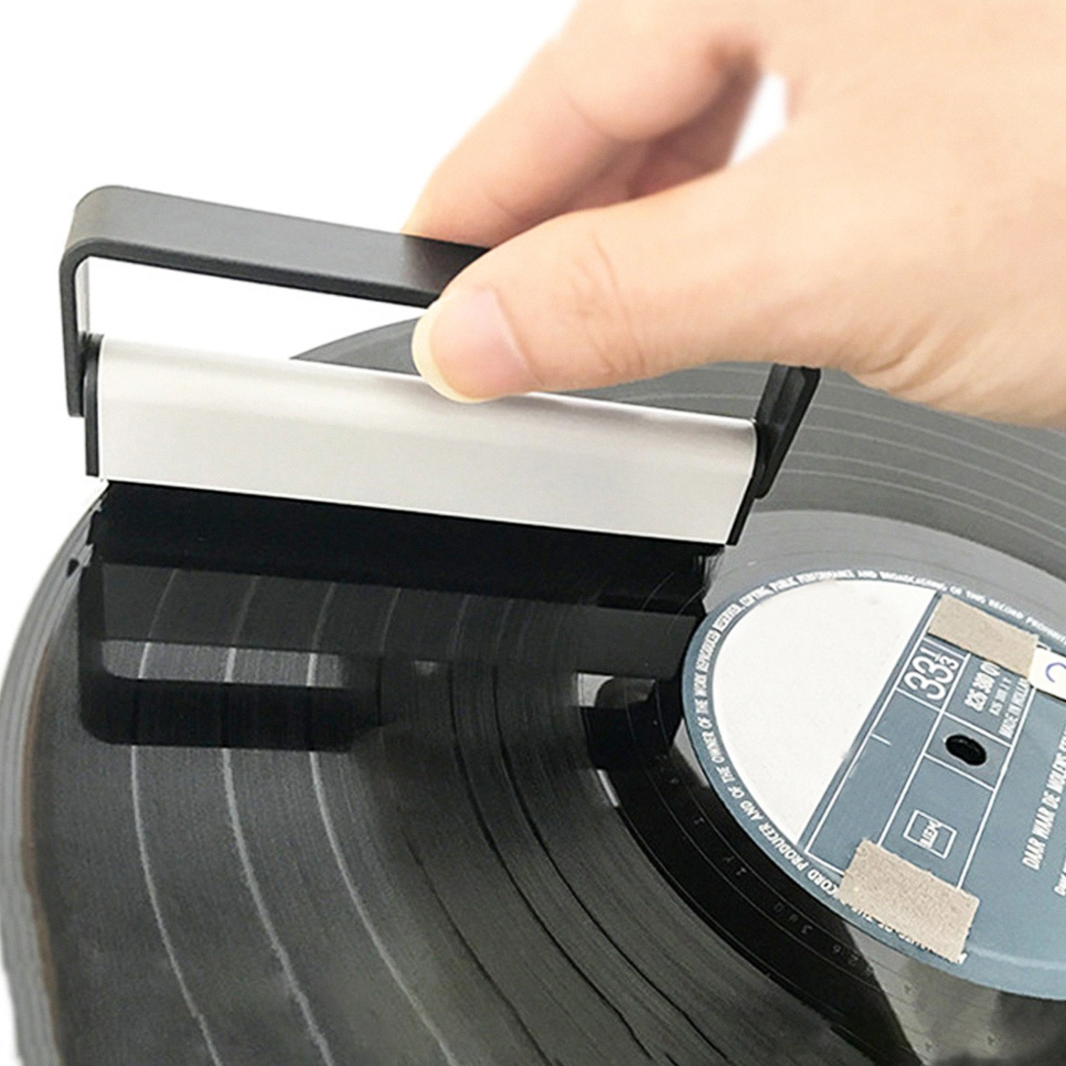 1Pc LP Cleaning Brush Vinyl Record Cleaner Turntable CD Album Cartridge (Black Silver)