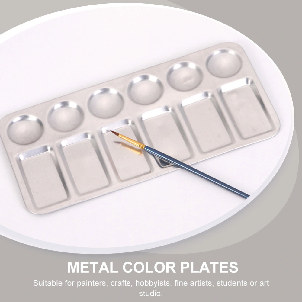 2Pcs Stainless Steel Pigment Color Mixing Plates Art Drawing Trays Tools Silver