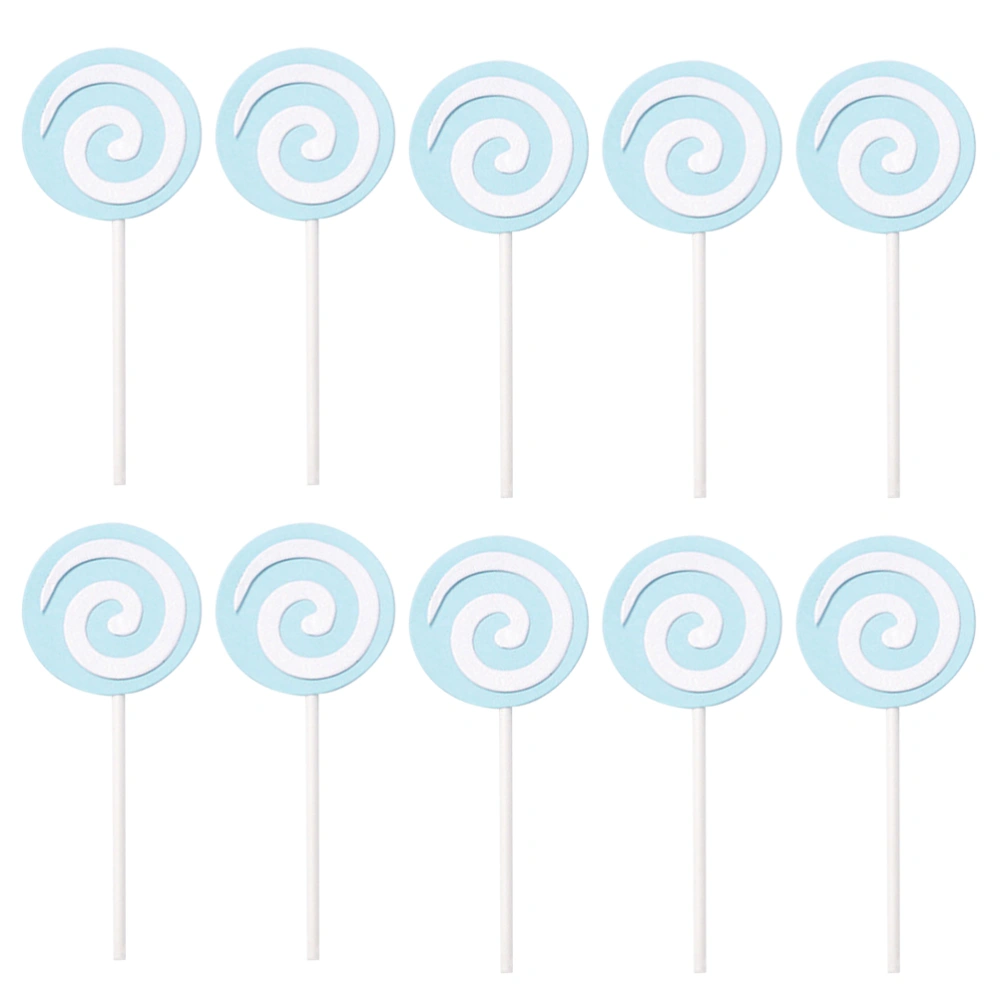 10pcs Cake Topper Birthday Blue Lollipop Cake Ornaments Kids Gift Kindergarten Decor For Christmas Home Party