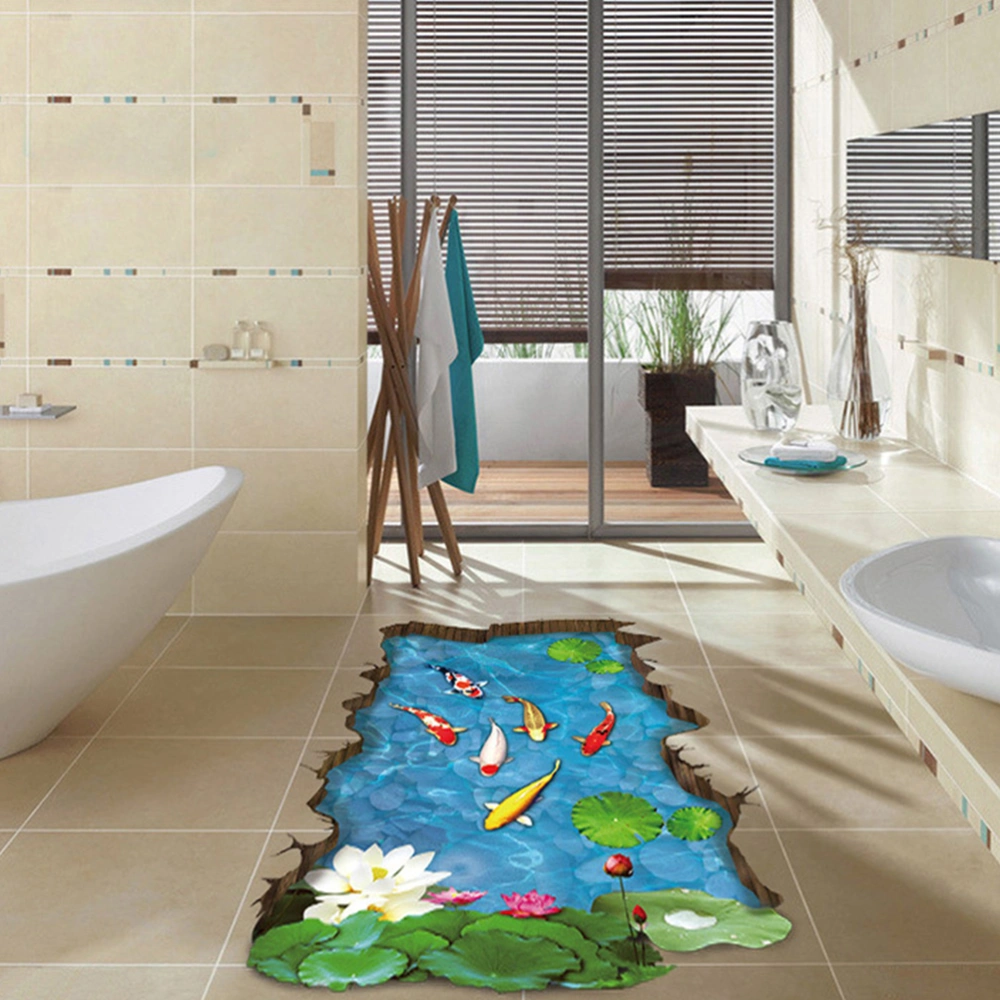 Floor Sticker 3D Stereo Fish Pool Home Decoration for Bathroom Living Room Pond Wall Stickers