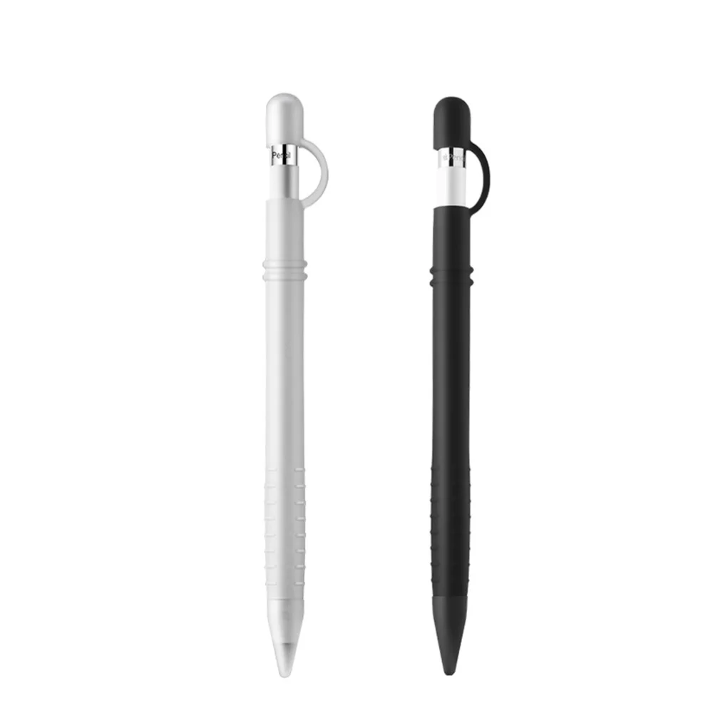 2PCS Silicone Touchpen Cases Electrical Pencil Enclosure Stylus Protective Cover Compatible for Apple Pencil I (Black+White)