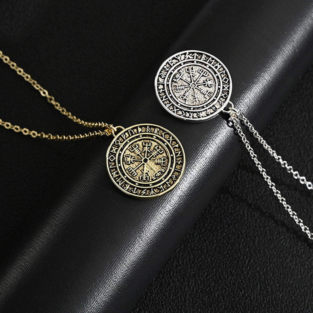 Viking Necklace Vegvisir Compass Pendant Necklace Amulet Neck Jewelry for Men