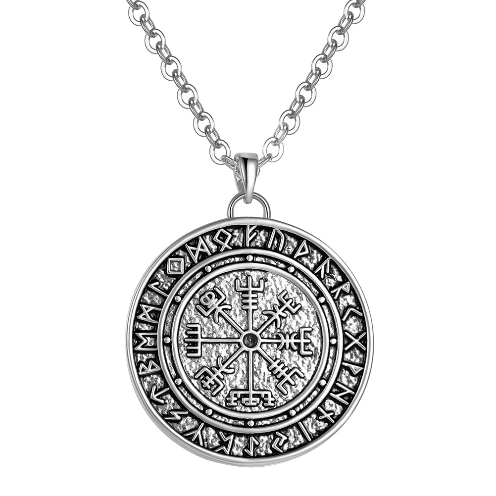Viking Necklace Vegvisir Compass Pendant Necklace Amulet Neck Jewelry for Men