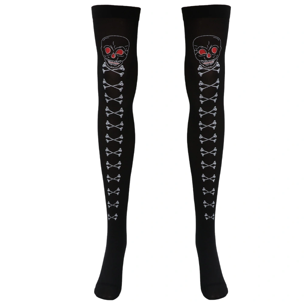 1 Pair Halloween Long Compression Socks Skull Pattern Socks Woman Stocking