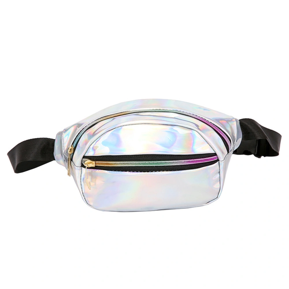 1PC Waterproof Fanny Pack Chic Casual Zipper Waist Bag for Traveling Outdoor Sports (Silver)