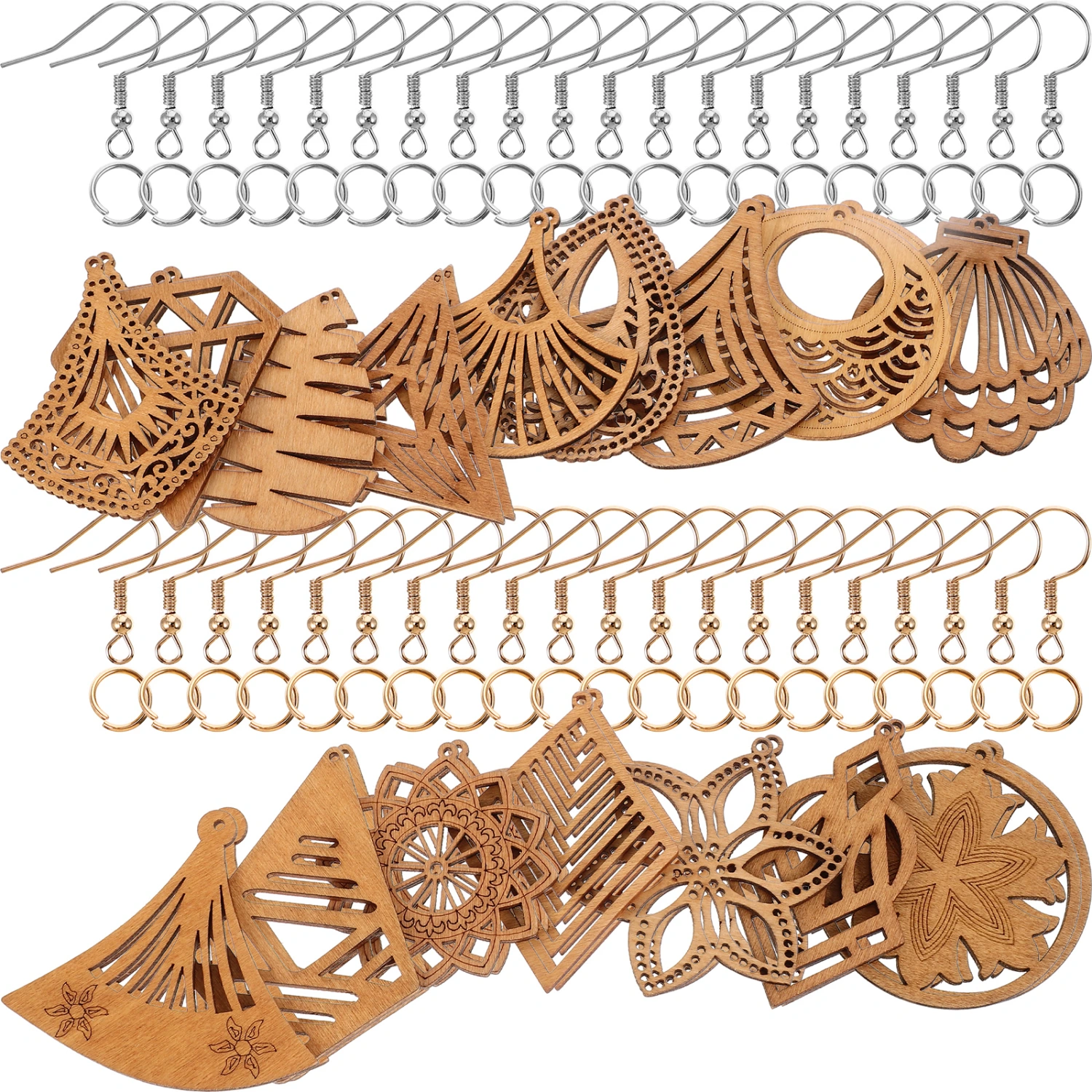 1 Set of Earrings Hooks Ear Pendant DIY Kit Natural Wood Dangle Earring Making Kit