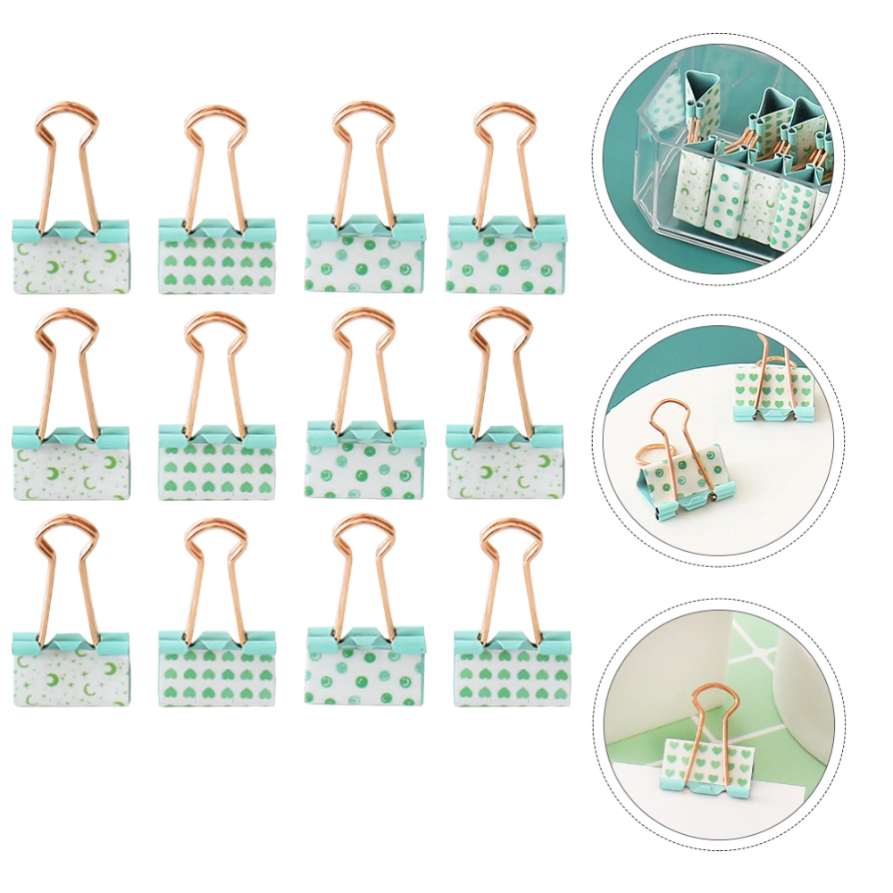 12pcs Creative Paper Clamps Metal Binder Clips Practical Office File Clamps