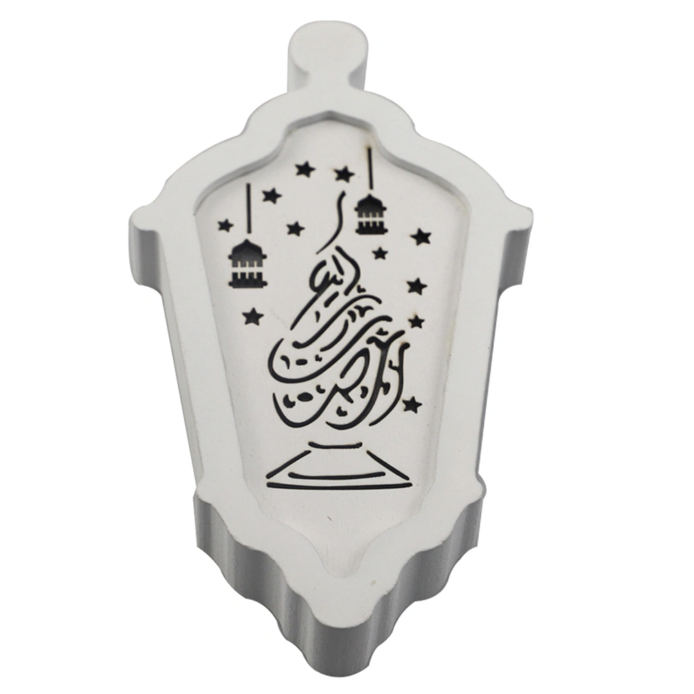 1Pc Decorative Light Wallhanging Lighting Decoration Accessory 3D Lantern-shaped Lighting Wood House with LED Light for Islam Eid Corban Daily Use (White)