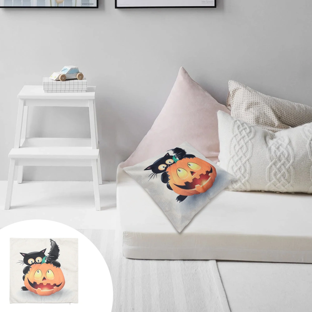 1PC Halloween Pillowcase Pillow Cover Sofa Cushion Cover Pumpkin Cat Pillowcase