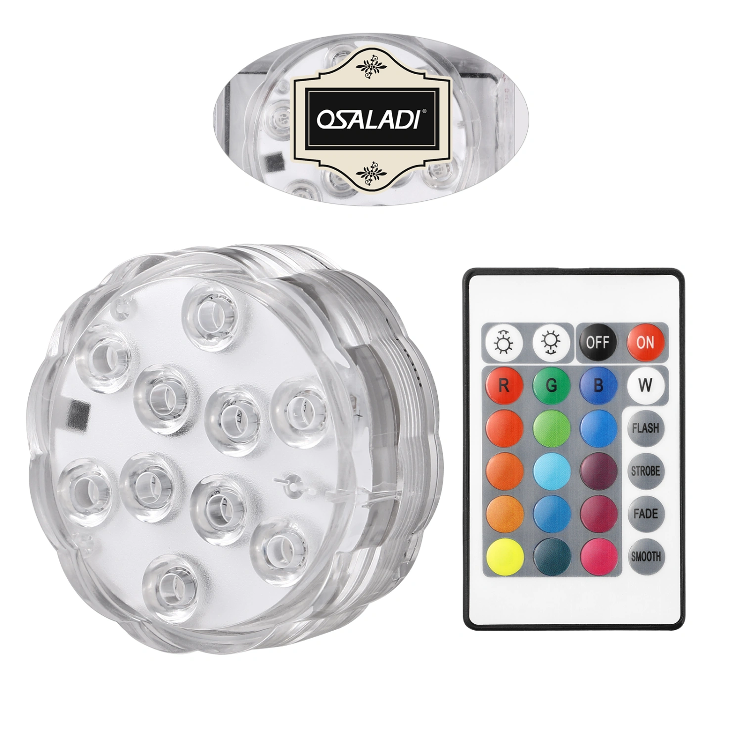 OSALADI RGB Submersible LED Lights Waterproof Battery-operated Underwater LED Lights Wedding Party Vase Base Light Floral Light for Aquarium Wedding Halloween Christmas with (24 Keys)
