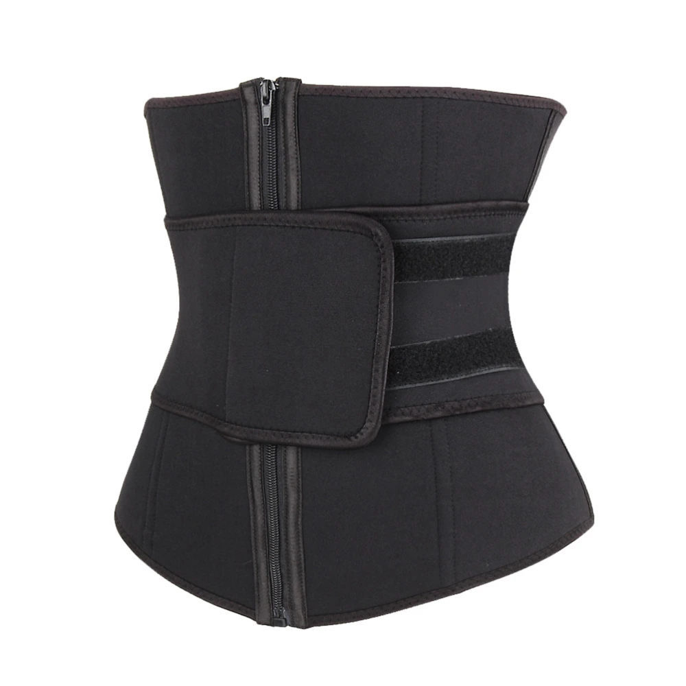 Rubber Corset Waist Slimming Belt Women Shapewear Zipper Waist Strap Sports Waist Belt Size XS Black