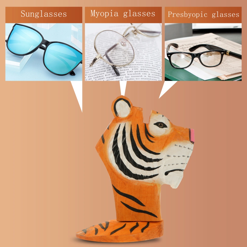 Handmade Wooden Carved Glasses Stand Tiger Shaped Eyeglass Rack Display Holder