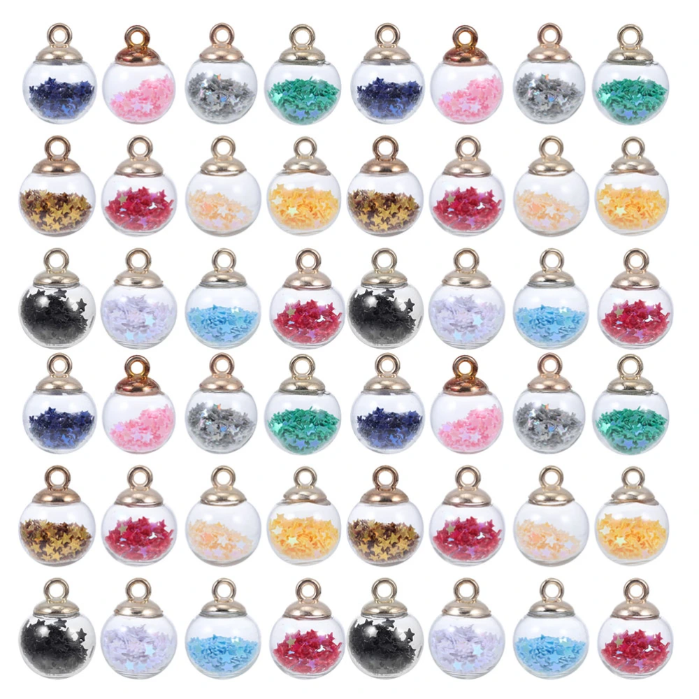 60pcs Glass Ball Charms Filled with Stars Sequins Simple Earrings Charms DIY Hanging Pendants Charms