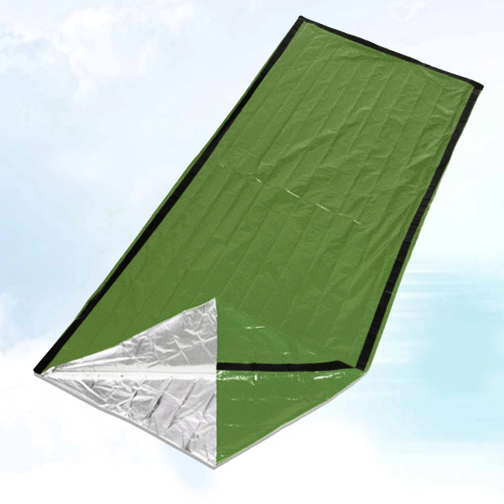 Outdoor Emergency Sleeping Bag PE Thermal Survival Camping Travel Bags Winter Autumn Picnic Pad Warm-keeping Blanket(Green)