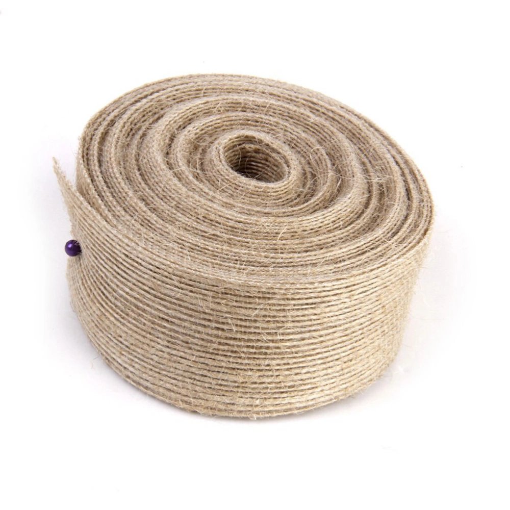 10M*3.8CM Burlap Linear Ribbon for DIY Crafts Home Wedding Decoration (Brown)