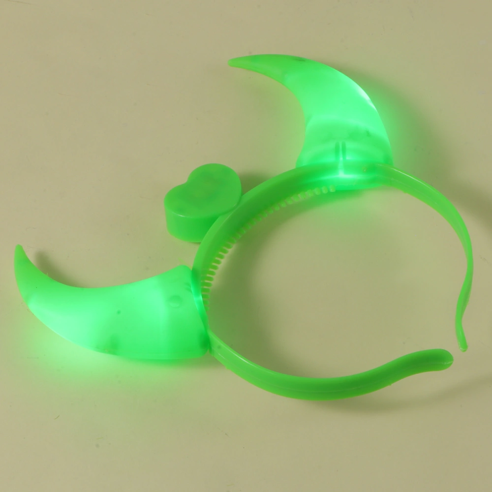 LED Light Up Flashing Devil Horns Headband Glowing Devil Horns LED Costume Headband (Green)