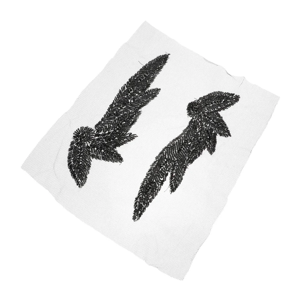 1 Pair Wing Shaped Appliques Tube Beads Patches Sewing Clothing Appliques Decor