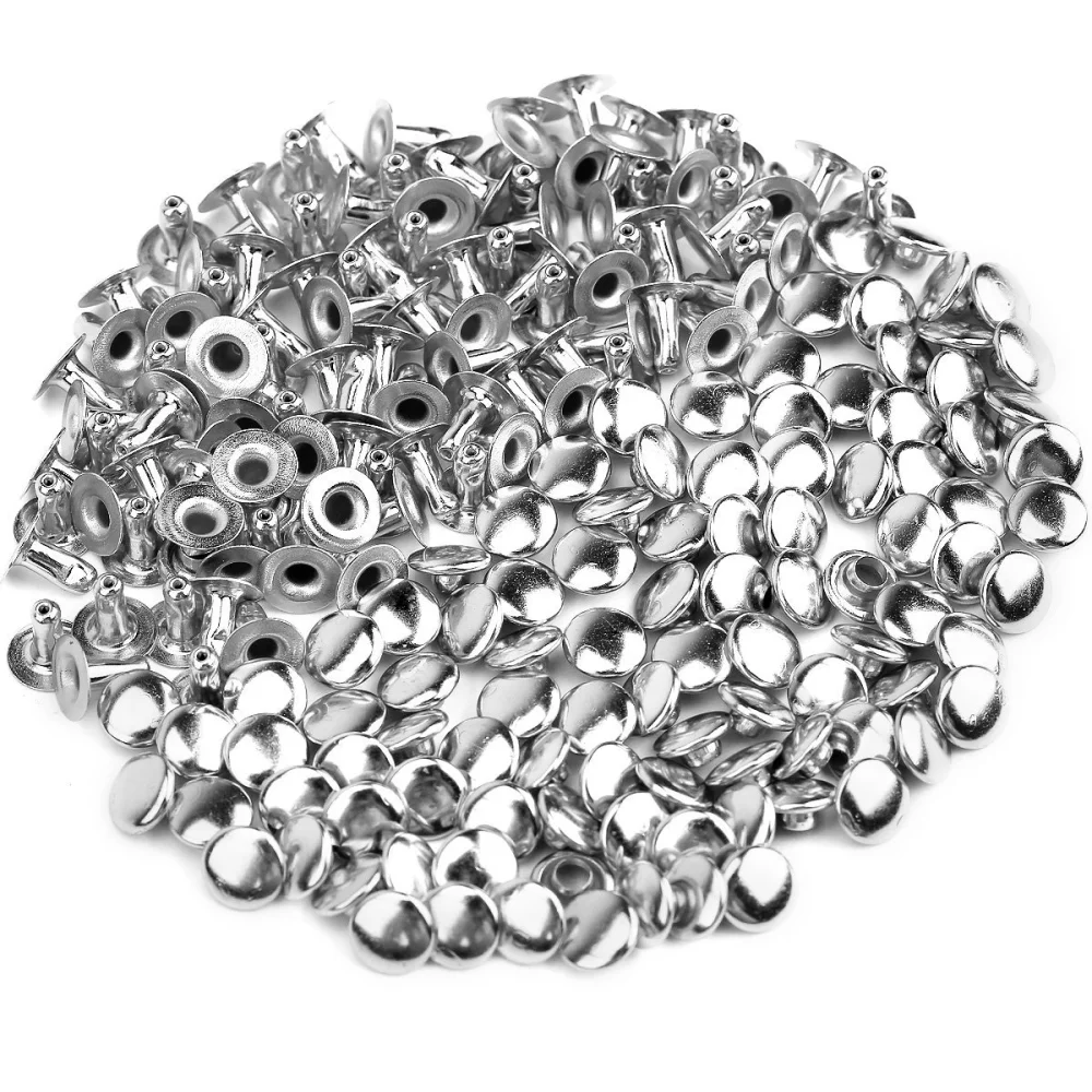 100pcs 6mm Round Mushroom Shaped Metal Rivets DIY Punk Style Leather Shoes Bag Bracelet Rapid Studs (Silver)