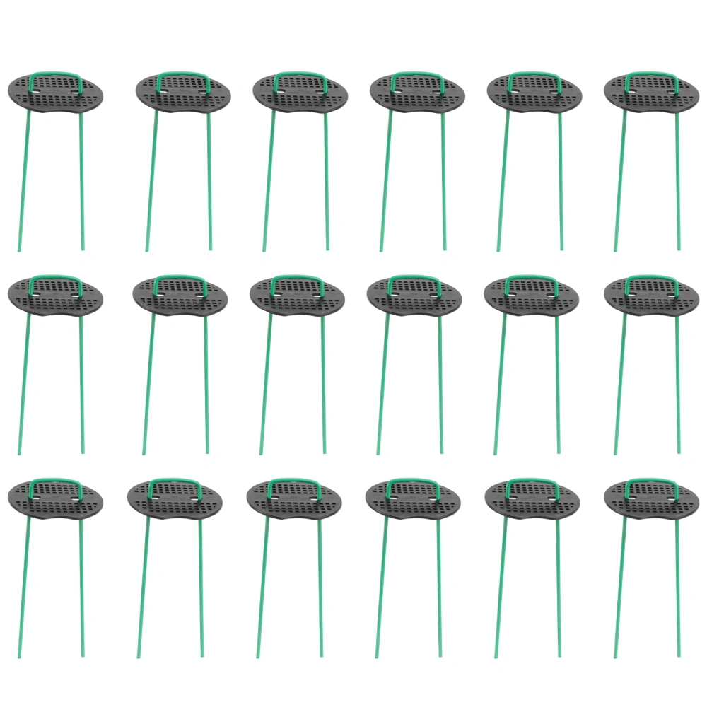 1 Set of 100PCS Galvanized U-shaped Ground Nail Gardening Grass Cloth Ground Stakes Lawn Gardening Stakes Lawn Greening Turf Nail Gasket Kit for Garden Outdoor (Green 50PCS U-shaped Stake+50PCS Black Gasket)