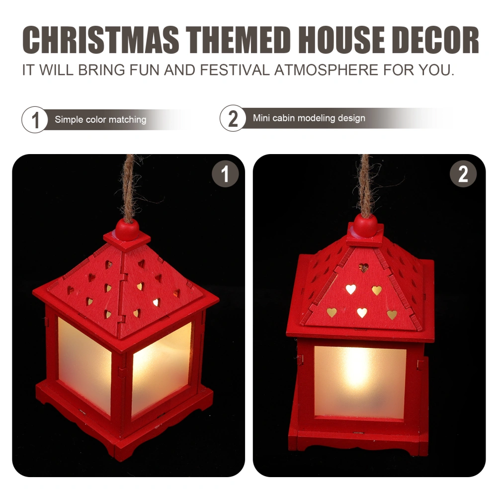 Wooden Glowing House Hanging Decor Christmas House Adorn Desktop Ornament