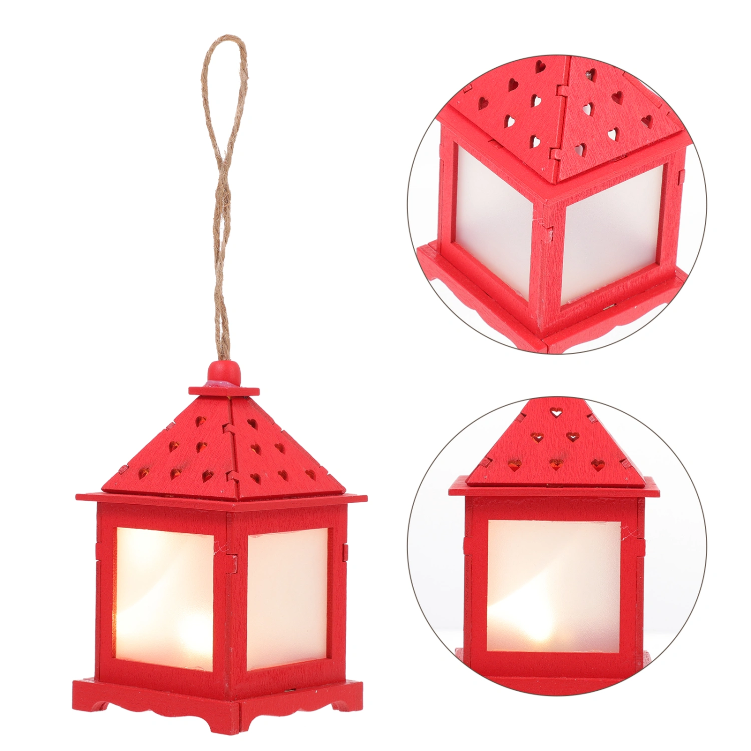 Wooden Glowing House Hanging Decor Christmas House Adorn Desktop Ornament