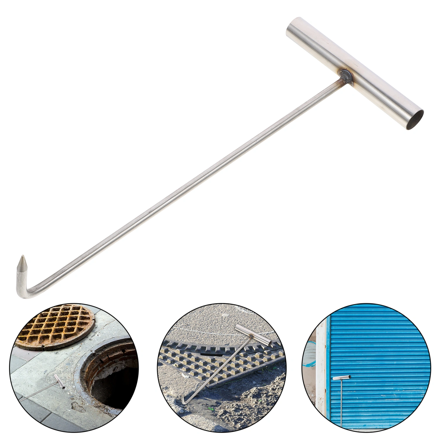  Stainless Steel Cover Hook Manhole T Shaped Hook Well Lid Hook for Home