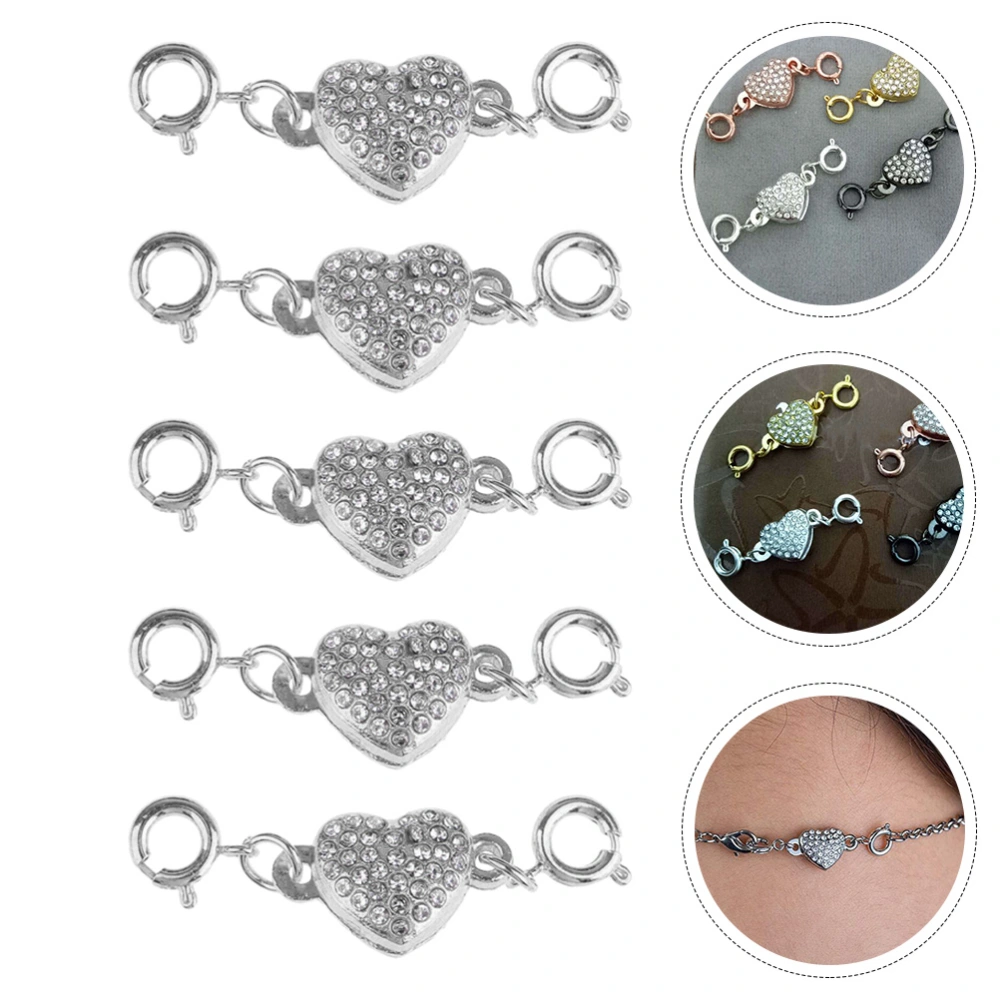 5pcs DIY Necklace Magnetic Buckle Heart-shaped Set Auger Connection Buckle