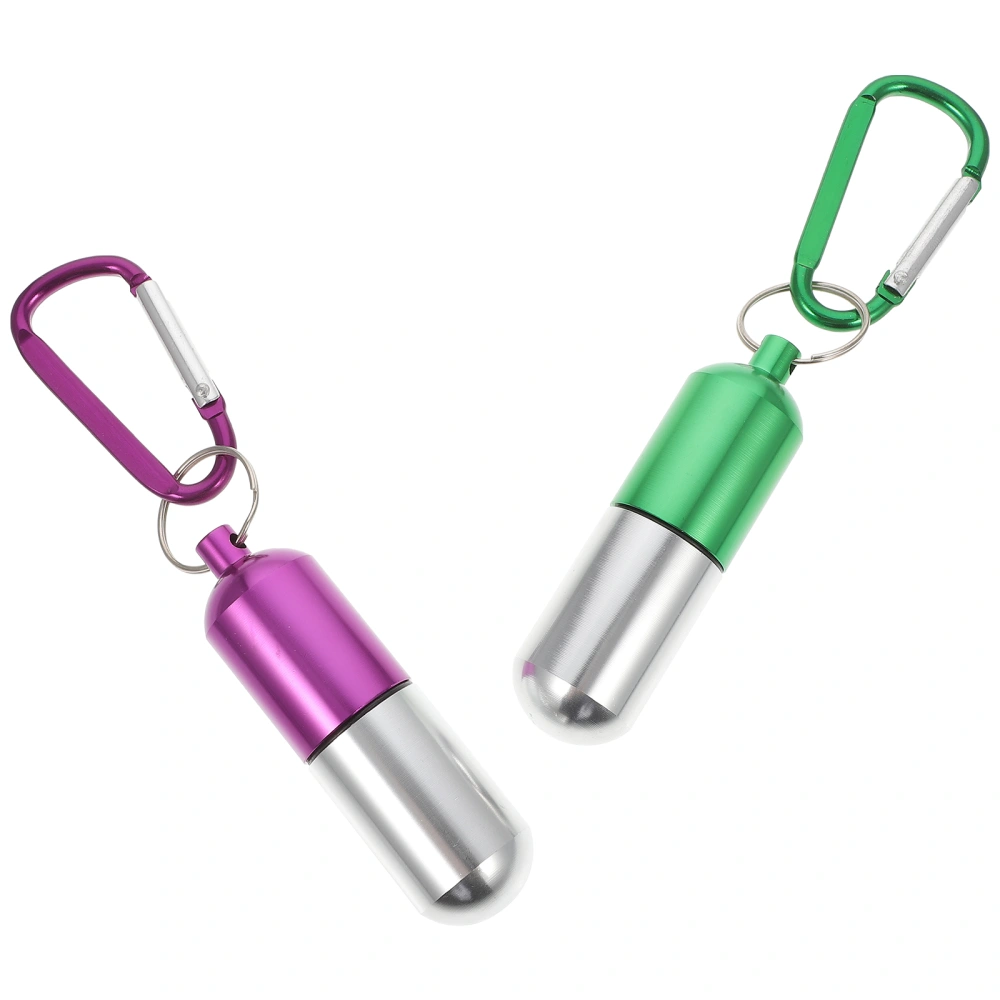 2PCS Outdoor Aluminium Alloy Pills Bottles Portable Pills Cases Small Storage Bottles