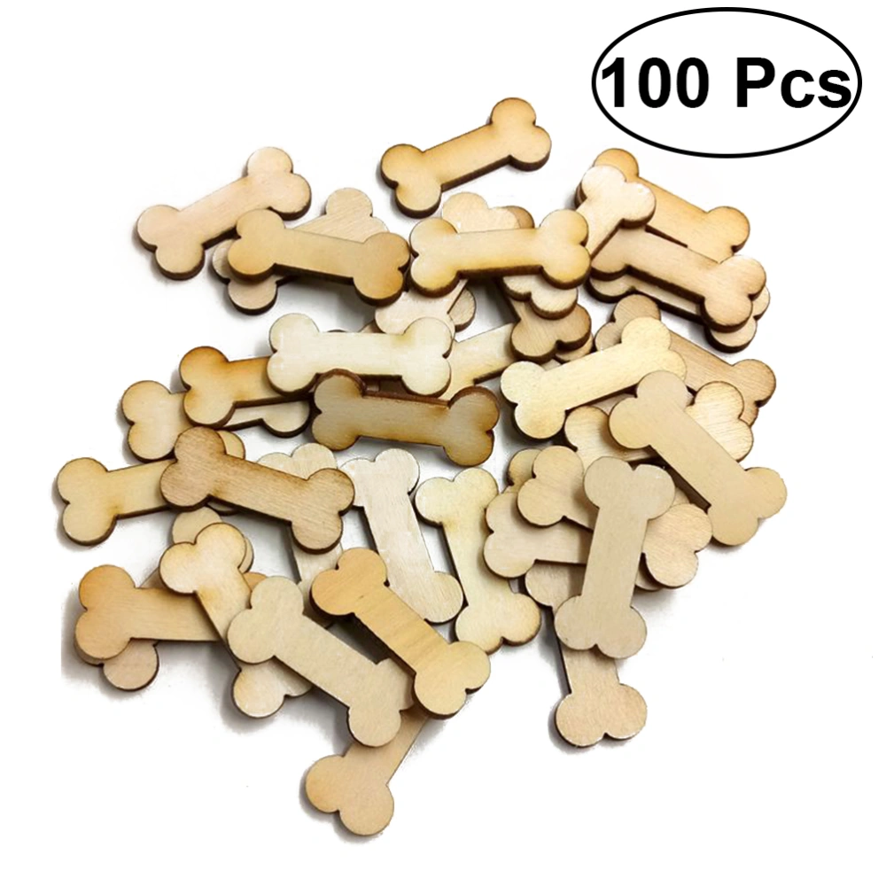 100pcs Unfinished Wood Dog Bone Cutouts Ready to Paint or Decorate for Wood Craft and DIY Projects