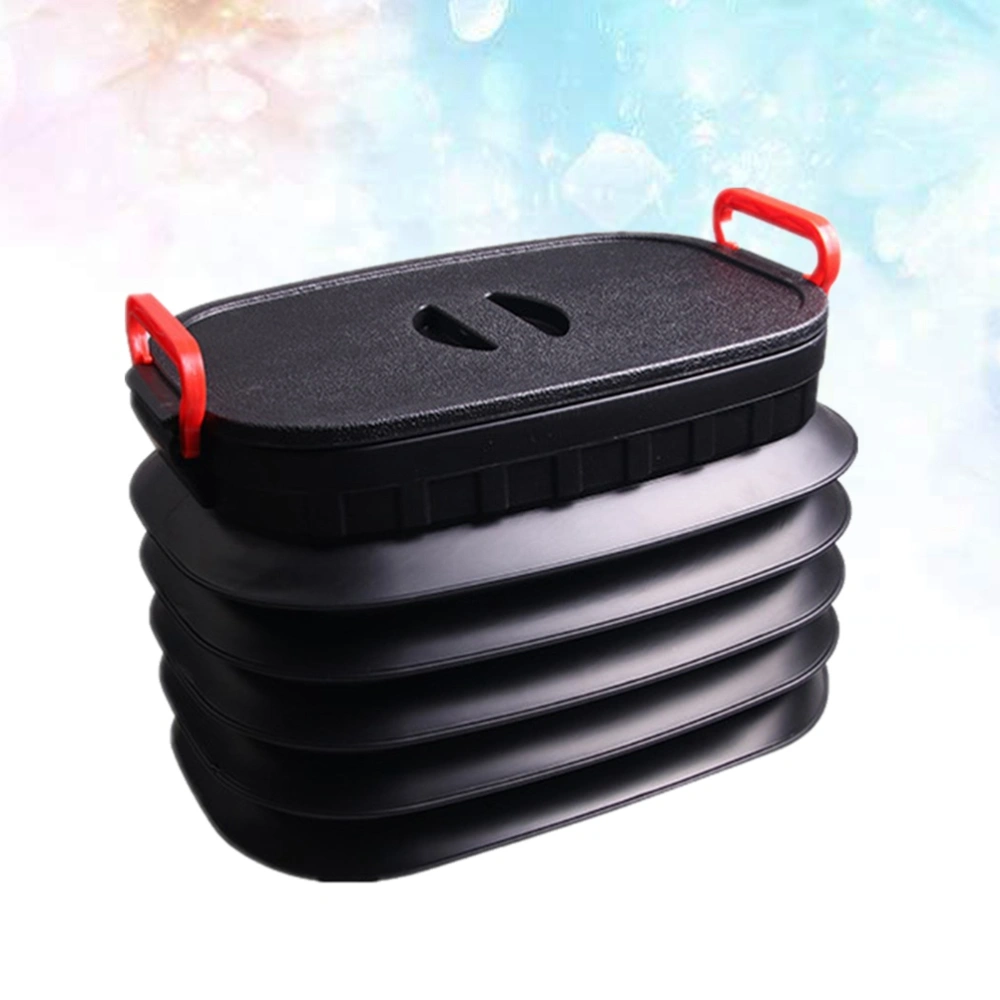 Fashion Car Trunk Foldable Rubbish Container Portable Retractable Plastic Water Barrel Organizer Box with Cover 18L (Black)