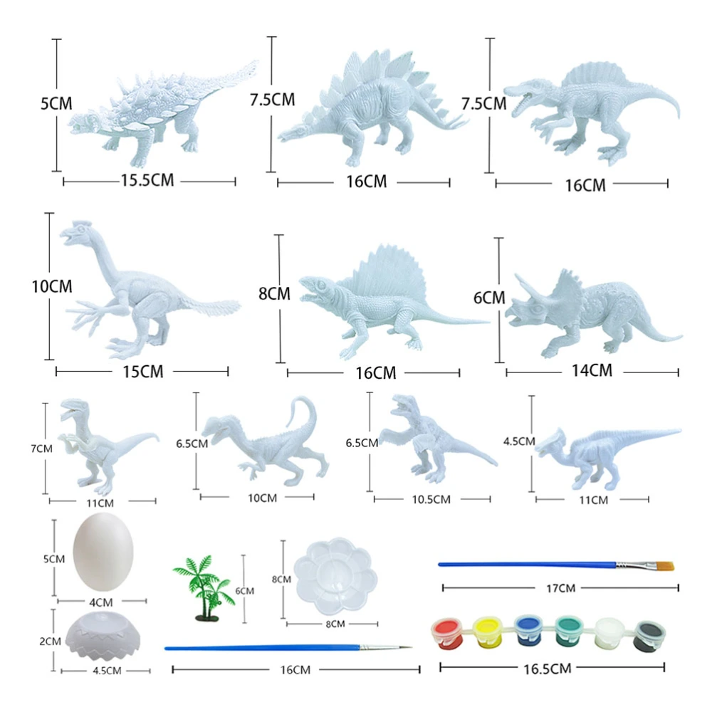 45Pcs DIY Painting Dinosaurs Model Toy 7inch 4.5inch Assorted Dinosaurs Figures