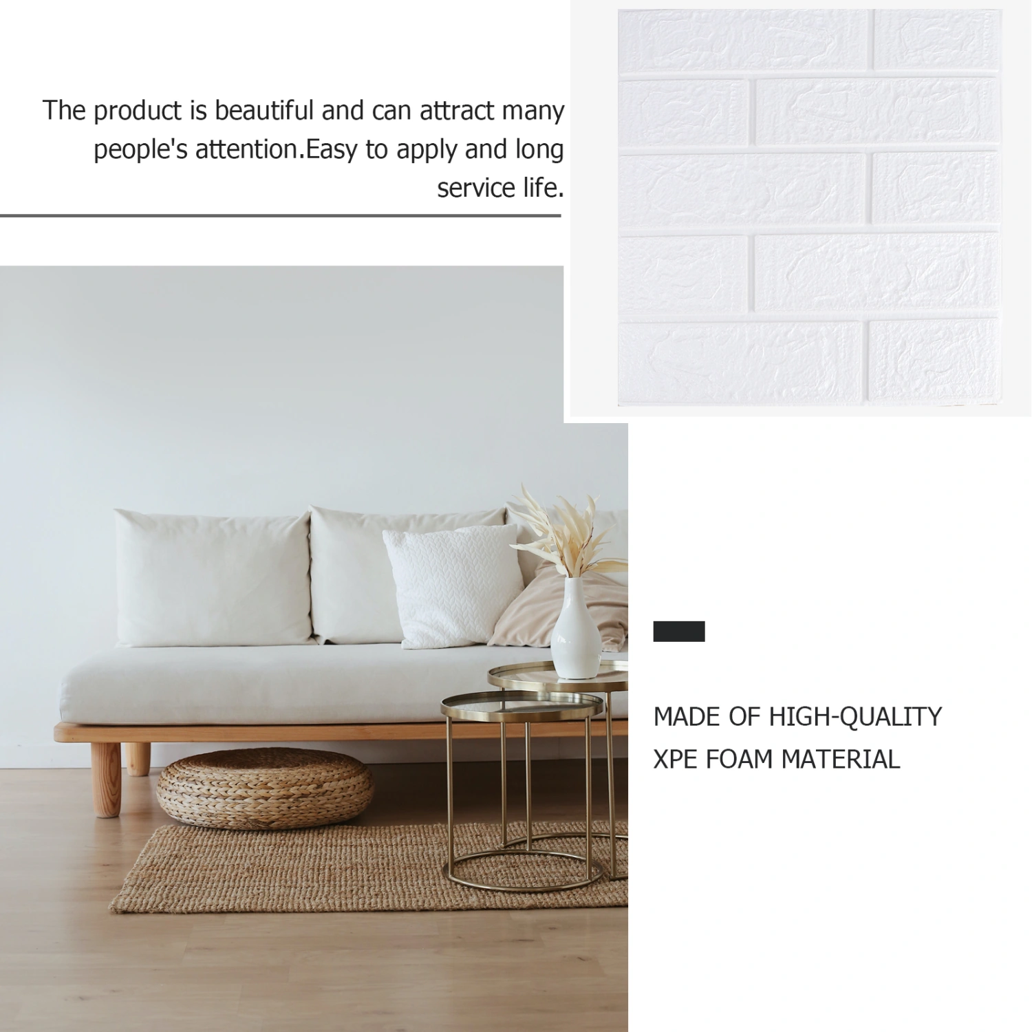 10Pcs 3D Brick Wall Sticker Wall Panels Peel and Stick Wallpaper Wall Art Decor