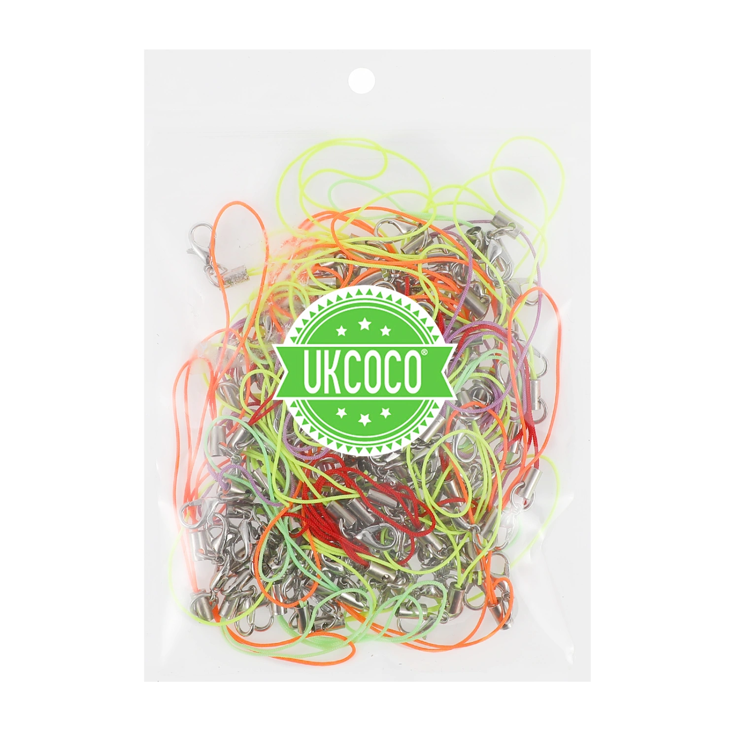UKCOCO 100pcs Cell Phone Charm Straps Lobster Clasp Cords Mobile Phone Lanyards Keychain DIY Accessories (Assorted Color)