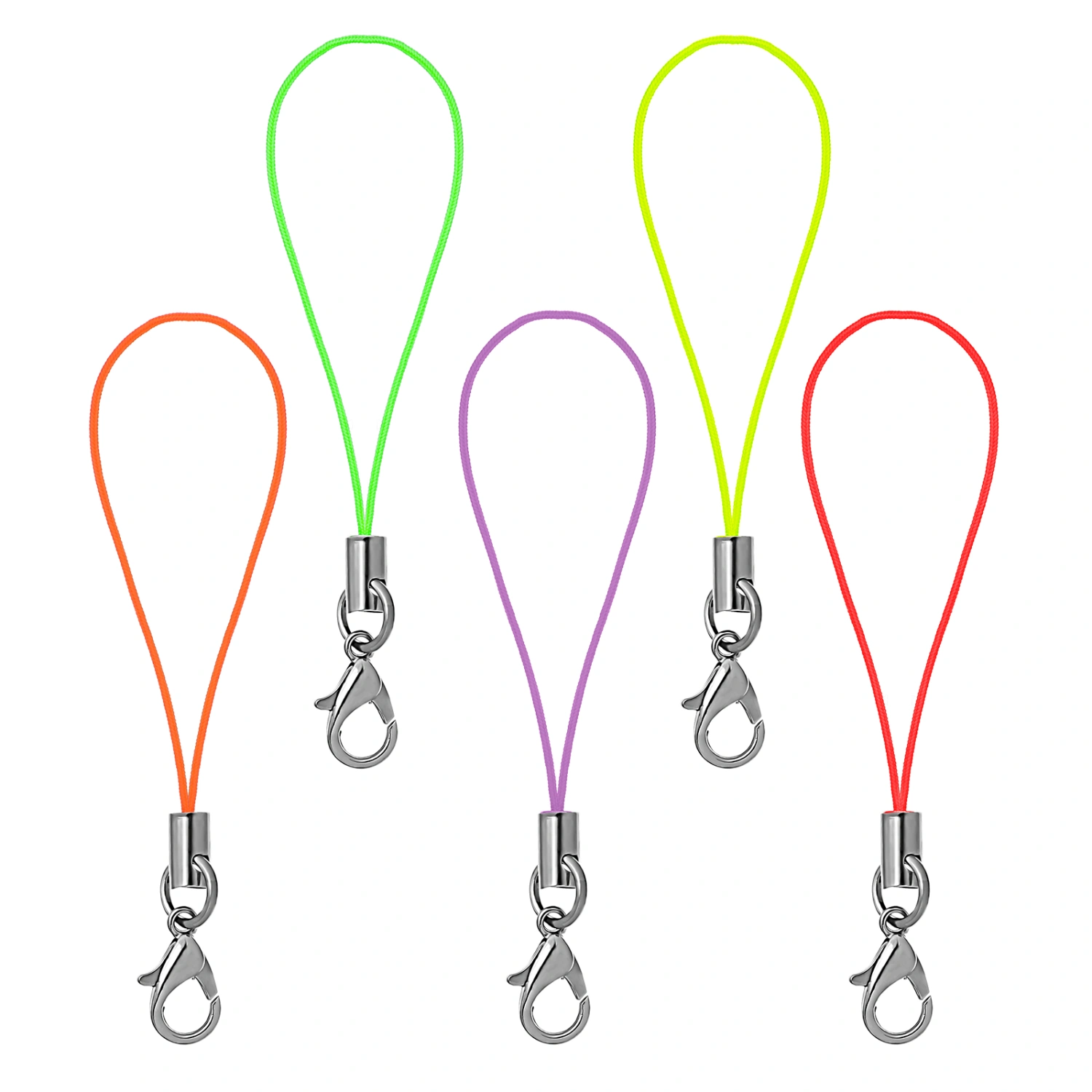 UKCOCO 100pcs Cell Phone Charm Straps Lobster Clasp Cords Mobile Phone Lanyards Keychain DIY Accessories (Assorted Color)