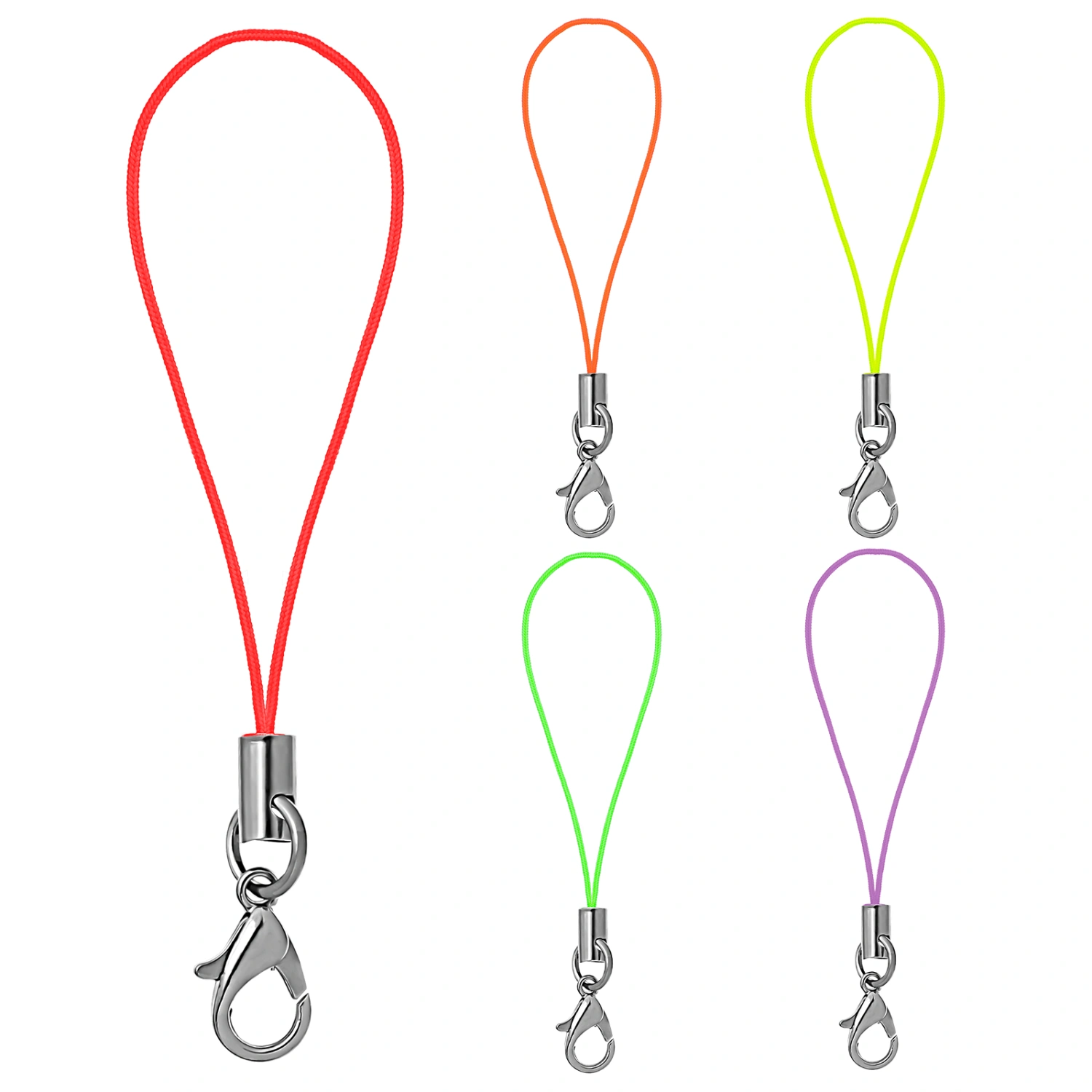UKCOCO 100pcs Cell Phone Charm Straps Lobster Clasp Cords Mobile Phone Lanyards Keychain DIY Accessories (Assorted Color)